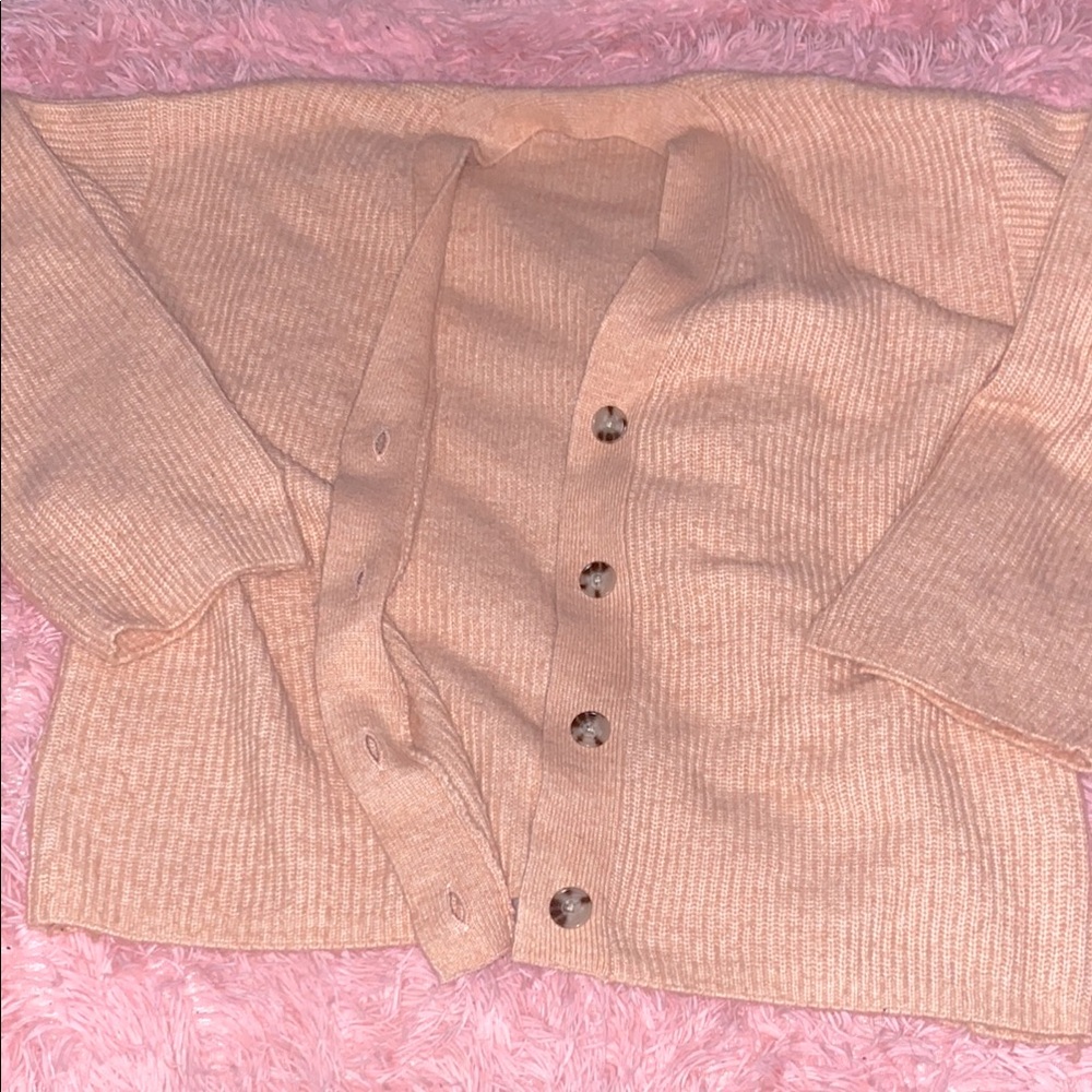 LOFT Pink Cardigan Sweater Cozy Knit Design
